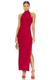 Halter Turtleneck Side Slit Gown at Revolve